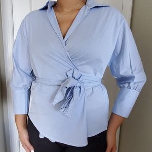New Wrap Around Pin Stripped Shirt